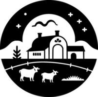 granja - negro y blanco aislado icono - vector ilustración