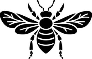 Bee, Black and White Vector illustration