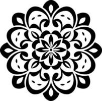 mandala - negro y blanco aislado icono - vector ilustración