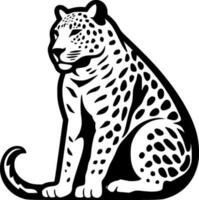 leopardo - negro y blanco aislado icono - vector ilustración