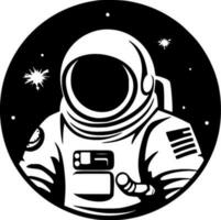 astronauta - negro y blanco aislado icono - vector ilustración