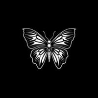 mariposa - negro y blanco aislado icono - vector ilustración