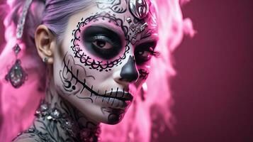 Beautiful model with halloween makeup photo