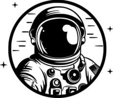 astronauta - negro y blanco aislado icono - vector ilustración