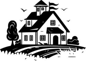 Farmhouse - Black and White Isolated Icon - Vector illustration