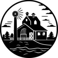 Farmhouse - Black and White Isolated Icon - Vector illustration