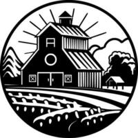 Farm, Black and White Vector illustration