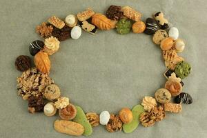 Kue Lebaran Cookies Frame, Copy Space in the Center photo