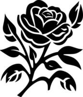 flores - negro y blanco aislado icono - vector ilustración