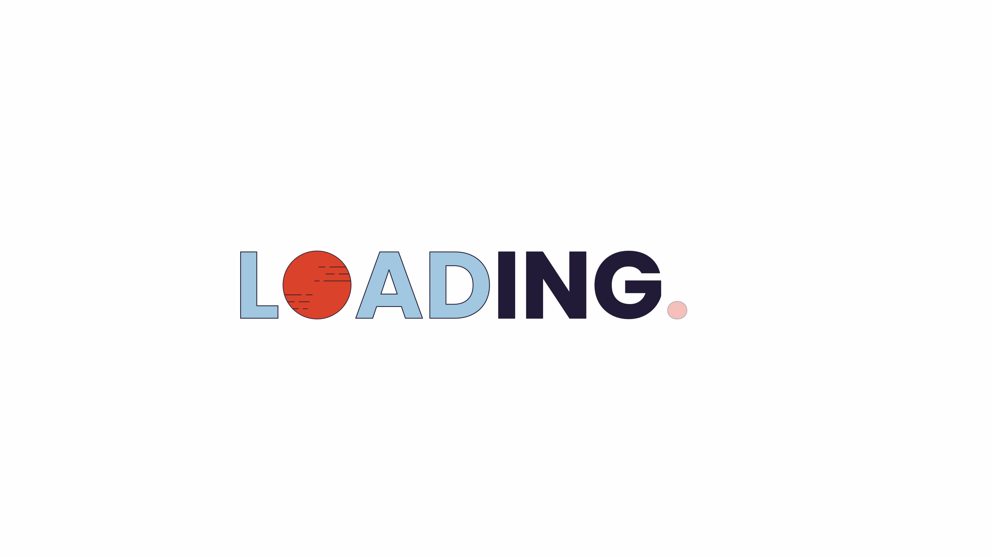 Red circle, linear blue 2D loading text animation. Animated cartoon 4K ...