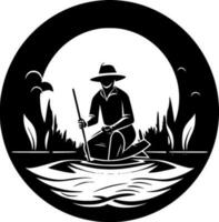 Fishing, Black and White Vector illustration