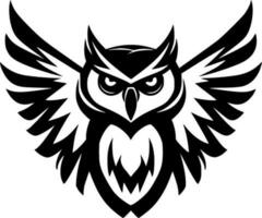 Owl, Black and White Vector illustration