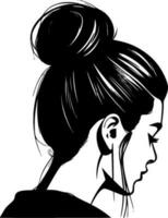 Messy Bun, Minimalist and Simple Silhouette - Vector illustration