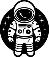 astronauta - negro y blanco aislado icono - vector ilustración