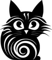 gato - negro y blanco aislado icono - vector ilustración