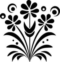 Flowers, Black and White Vector illustration