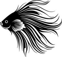 Beta Fish - Black and White Isolated Icon - Vector illustration