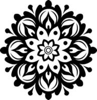 Mandala - Black and White Isolated Icon - Vector illustration