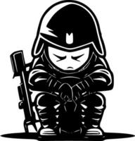 soldado - negro y blanco aislado icono - vector ilustración