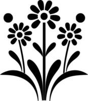 Flowers, Black and White Vector illustration