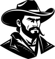 Cowboy, Black and White Vector illustration