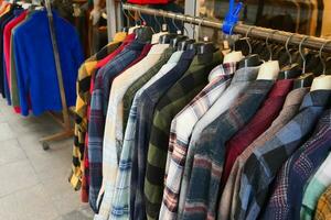 Row of Shirts in a store in istanbul . photo