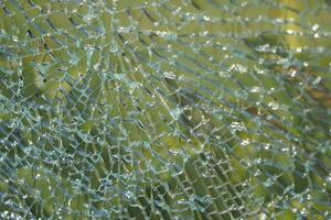 broken glass with sharp pieces outdoor . photo