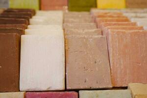 natural soap bar on table photo