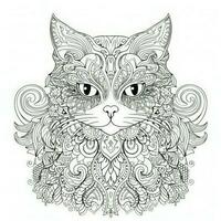 Cat Coloring Pages Exotic Line Art photo