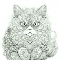 Cat Coloring Pages Exotic Line Art photo