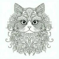 Cat Coloring Pages Exotic Line Art photo