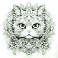 Cat Coloring Pages Exotic LineArt photo