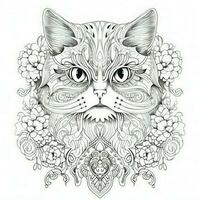 Cat Coloring Pages Exotic LineArt photo