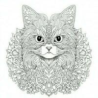 gato colorante paginas exótico arte lineal foto