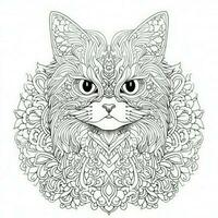 Cat Coloring Pages Exotic LineArt photo