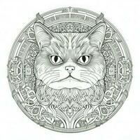 Cat Coloring Pages Exotic LineArt photo