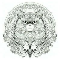 Cat Coloring Pages Exotic LineArt photo