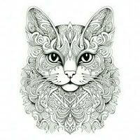 gato colorante paginas exótico arte lineal foto
