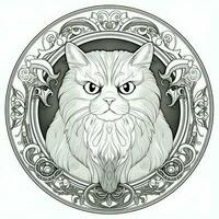 Cat Coloring Pages Exotic LineArt photo