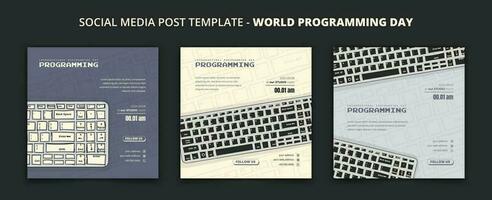 social medios de comunicación enviar modelo con teclado en mano dibujado para internacional programación día Campaña vector
