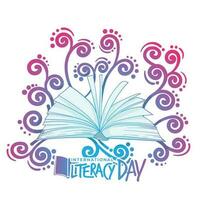 Open book with ornamental template design for world literacy day campaign vector