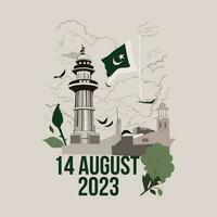 14 august 2023 independence day template vector