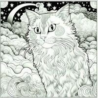 Celestial Cat Coloring Pages photo