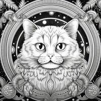 Cosmic Cat Coloring Page photo