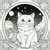 Cosmic Cat Coloring Page photo