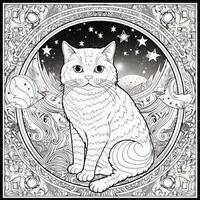 Cosmic Cat Coloring Page photo