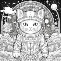 Cosmic Cat Coloring Page photo