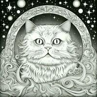 Cosmic Cat Coloring Page photo