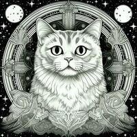 Cosmic Cat Coloring Page photo