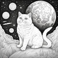 Cosmic Cat Coloring Page photo